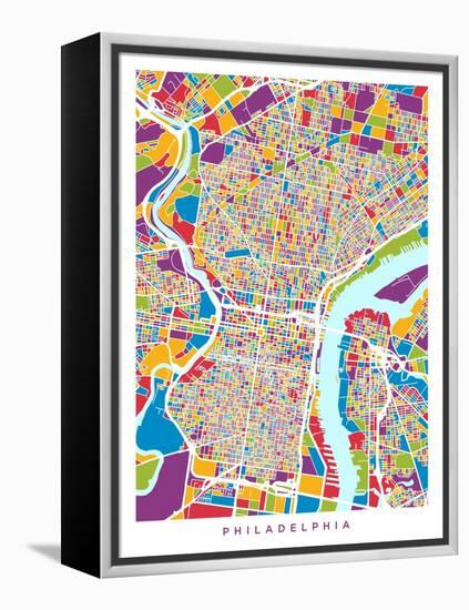 Philadelphia Pennsylvania Street Map-Michael Tompsett-Framed Stretched Canvas