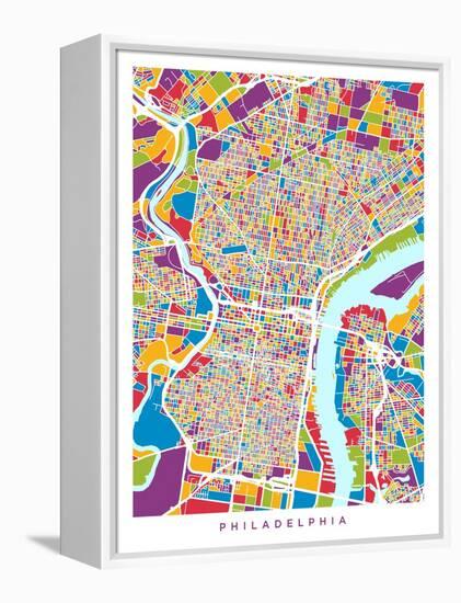 Philadelphia Pennsylvania Street Map-Michael Tompsett-Framed Stretched Canvas