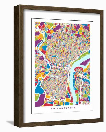 Philadelphia Pennsylvania Street Map-Michael Tompsett-Framed Art Print