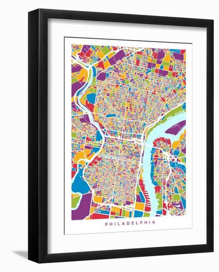 Philadelphia Pennsylvania Street Map-Michael Tompsett-Framed Art Print