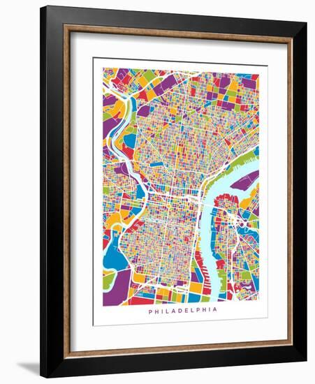 Philadelphia Pennsylvania Street Map-Michael Tompsett-Framed Art Print