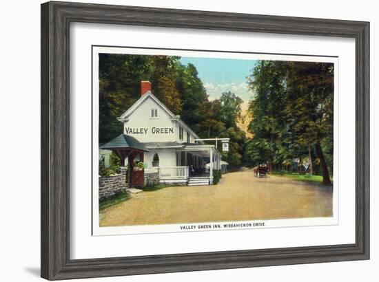 Philadelphia, Pennsylvania - Valley Green Inn, Wissahickon Drive Scene-Lantern Press-Framed Art Print