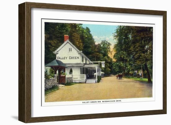 Philadelphia, Pennsylvania - Valley Green Inn, Wissahickon Drive Scene-Lantern Press-Framed Art Print