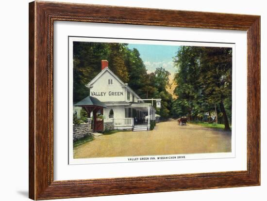 Philadelphia, Pennsylvania - Valley Green Inn, Wissahickon Drive Scene-Lantern Press-Framed Art Print