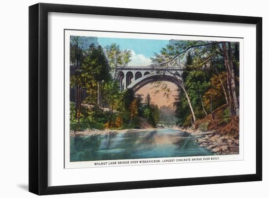 Philadelphia, Pennsylvania - Walnut Lane Bridge over Wissahickon River-Lantern Press-Framed Art Print