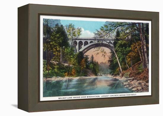 Philadelphia, Pennsylvania - Walnut Lane Bridge over Wissahickon River-Lantern Press-Framed Stretched Canvas