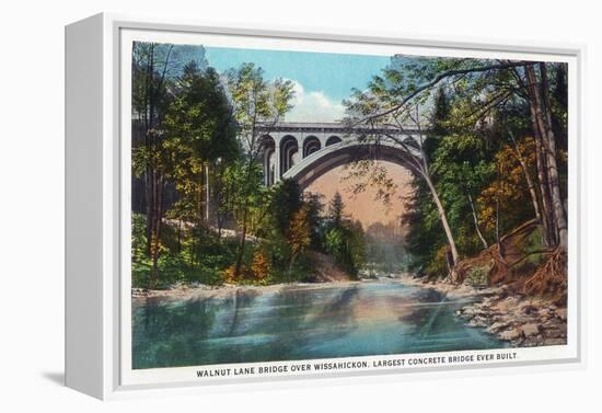 Philadelphia, Pennsylvania - Walnut Lane Bridge over Wissahickon River-Lantern Press-Framed Stretched Canvas