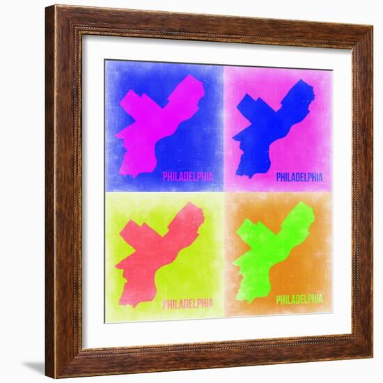 Philadelphia Pop Art Map 1-NaxArt-Framed Art Print