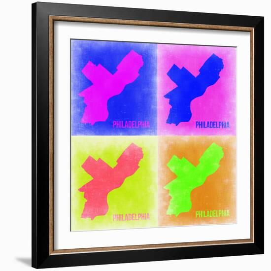 Philadelphia Pop Art Map 1-NaxArt-Framed Art Print