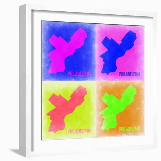 Philadelphia Pop Art Map 1-NaxArt-Framed Art Print