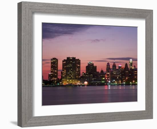 Philadelphia Skyline and Delaware River, Philadelphia, Pennsylvania, United States of America-Richard Cummins-Framed Photographic Print