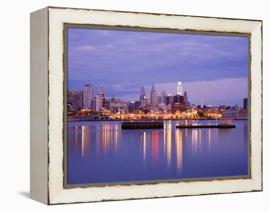 Philadelphia Skyline and Delaware River, Philadelphia, Pennsylvania-Richard Cummins-Framed Premier Image Canvas