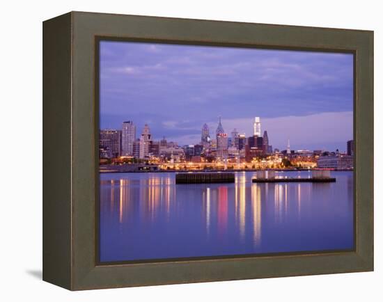 Philadelphia Skyline and Delaware River, Philadelphia, Pennsylvania-Richard Cummins-Framed Premier Image Canvas