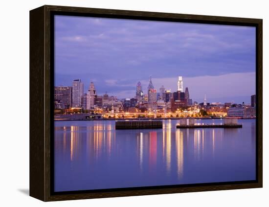 Philadelphia Skyline and Delaware River, Philadelphia, Pennsylvania-Richard Cummins-Framed Premier Image Canvas
