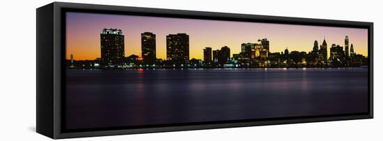 Philadelphia skyline at dusk, Pennsylvania, USA-null-Framed Premier Image Canvas