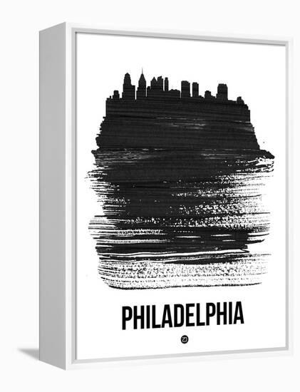 Philadelphia Skyline Brush Stroke - Black-NaxArt-Framed Stretched Canvas