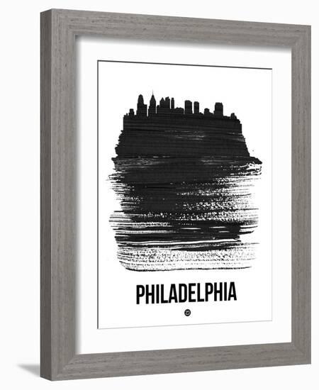 Philadelphia Skyline Brush Stroke - Black-NaxArt-Framed Art Print