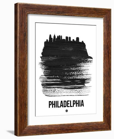 Philadelphia Skyline Brush Stroke - Black-NaxArt-Framed Art Print