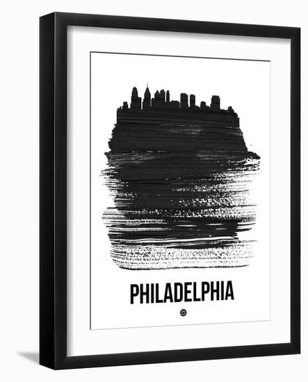 Philadelphia Skyline Brush Stroke - Black-NaxArt-Framed Art Print
