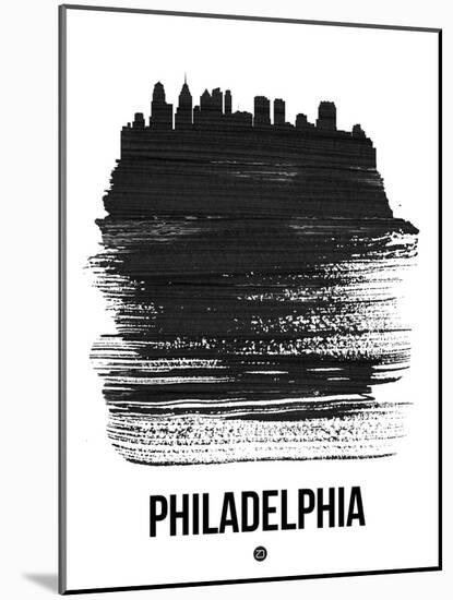 Philadelphia Skyline Brush Stroke - Black-NaxArt-Mounted Art Print