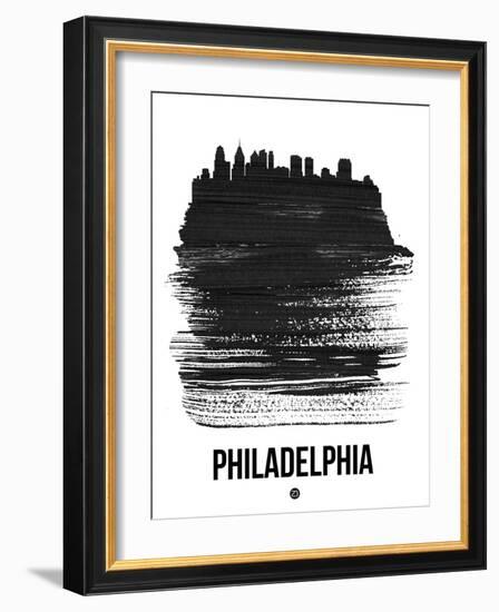 Philadelphia Skyline Brush Stroke - Black-NaxArt-Framed Art Print