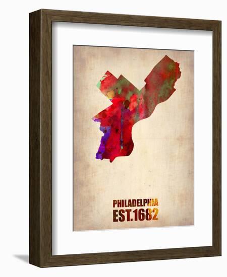 Philadelphia Watercolor Map-NaxArt-Framed Art Print