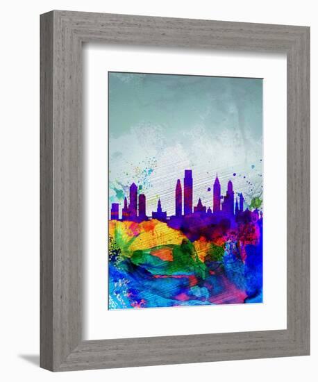 Philadelphia Watercolor Skyline-NaxArt-Framed Art Print