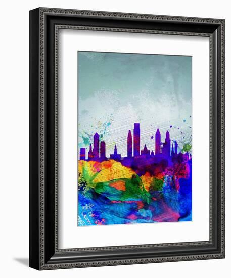 Philadelphia Watercolor Skyline-NaxArt-Framed Art Print