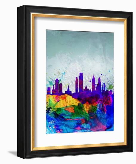 Philadelphia Watercolor Skyline-NaxArt-Framed Art Print