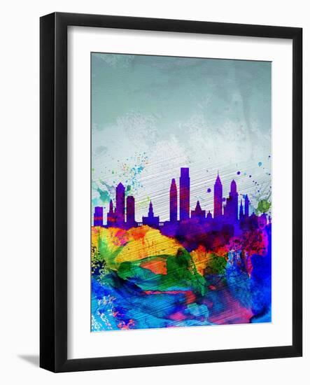 Philadelphia Watercolor Skyline-NaxArt-Framed Art Print