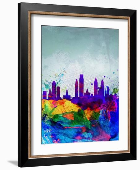 Philadelphia Watercolor Skyline-NaxArt-Framed Art Print