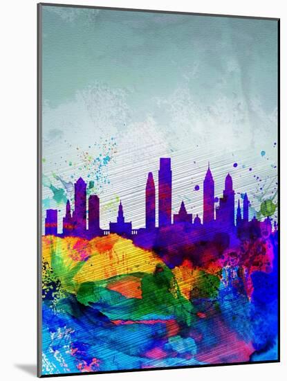 Philadelphia Watercolor Skyline-NaxArt-Mounted Art Print