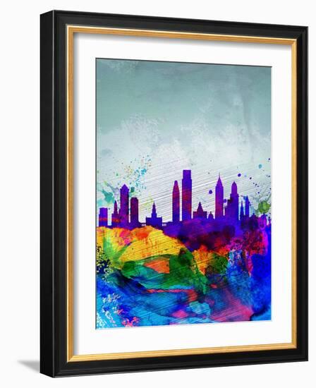 Philadelphia Watercolor Skyline-NaxArt-Framed Art Print