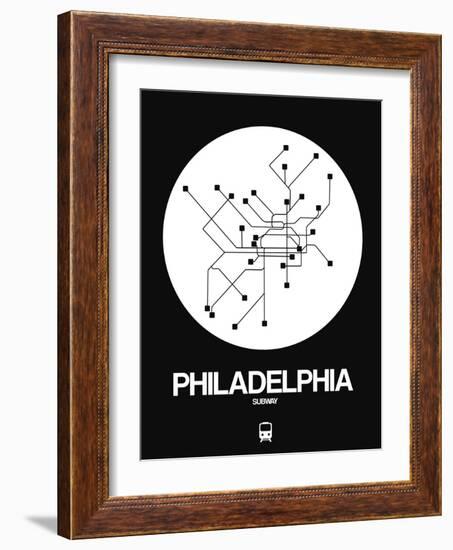 Philadelphia White Subway Map-NaxArt-Framed Art Print