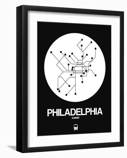 Philadelphia White Subway Map-NaxArt-Framed Art Print