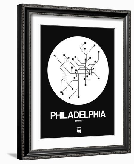 Philadelphia White Subway Map-NaxArt-Framed Art Print