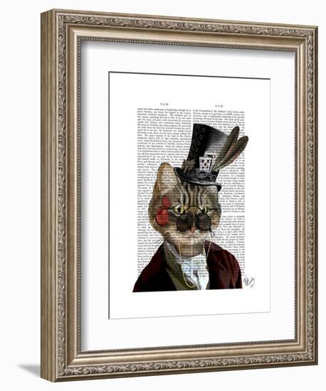 Phileas Feline Steampunk Cat and Top Hat-Fab Funky-Framed Art Print