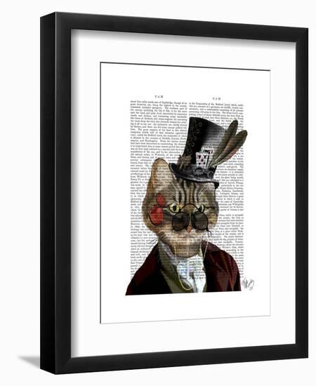 Phileas Feline Steampunk Cat and Top Hat-Fab Funky-Framed Art Print