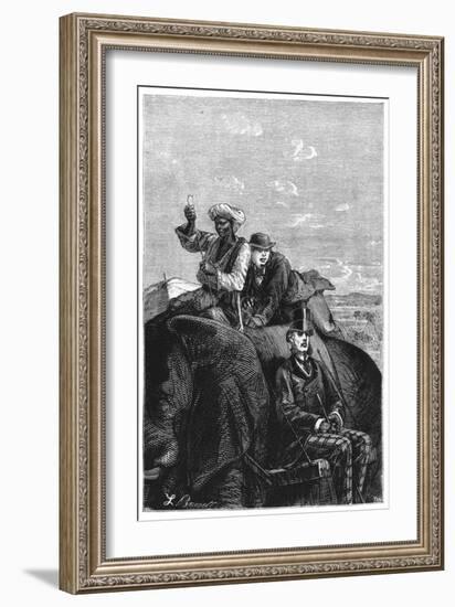 Phileas Fogg and Passepartout, Illustration from "Around the World in Eighty Days"-L Bennet-Framed Giclee Print