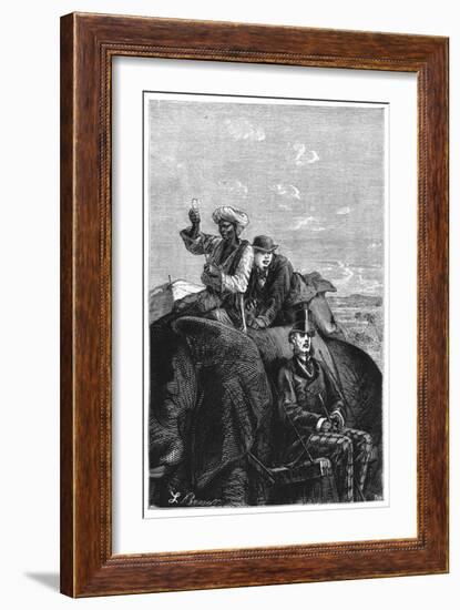 Phileas Fogg and Passepartout, Illustration from "Around the World in Eighty Days"-L Bennet-Framed Giclee Print