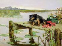 Two Smooth-Haired Fox Terriers by a Fishing Rod and a Creel on a Riverbank-Philip Eustace Stretton-Giclee Print