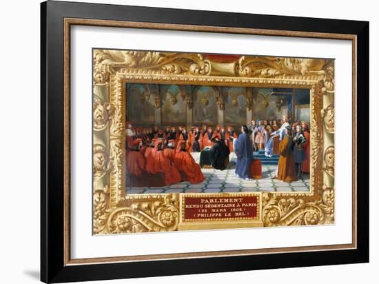 Philip IV the Fair Establishes the Parliament in Paris in 1303-Jean Alaux-Framed Giclee Print