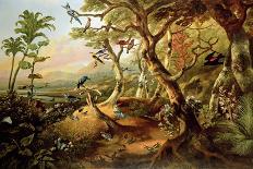 Exotic Birds and Insects Among Trees and Foliage in a Mountainous River Landscape-Philip Reinagle-Giclee Print