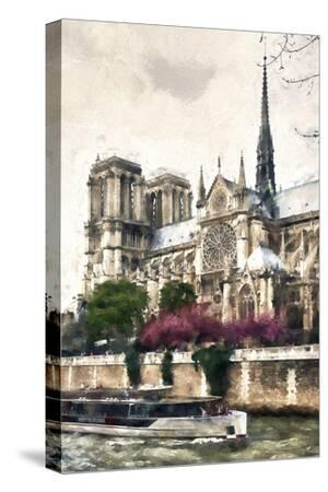 Notre Dame Cathedral Paris France Autumn Retro Travel Art Poster Print