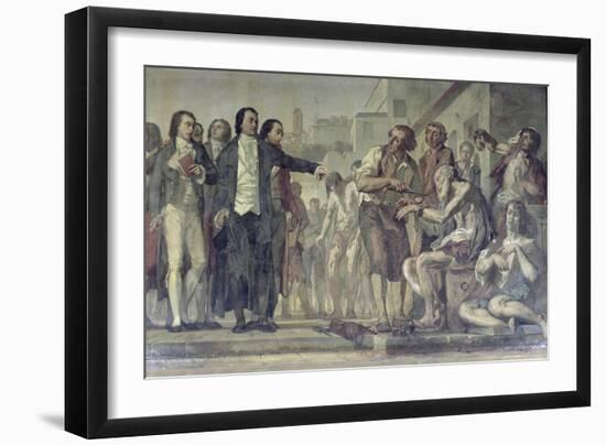 Philippe Pinel Releasing Lunatics from Their Chains at the Bicetre Asylum in Paris in 1793-Charles Louis Lucien Muller-Framed Giclee Print