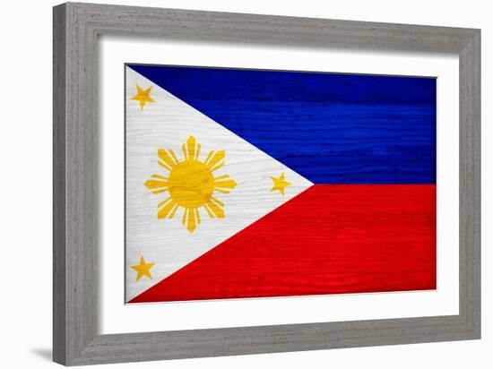 Philippines Flag Design with Wood Patterning - Flags of the World Series-Philippe Hugonnard-Framed Art Print