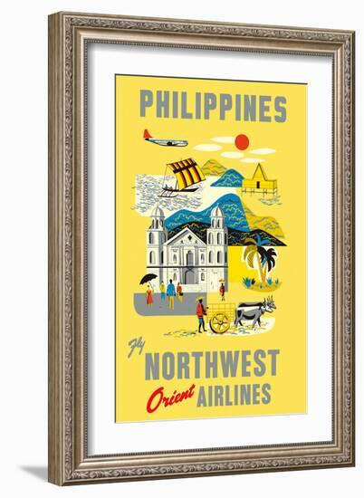 Philippines - Fly Northwest Orient Airlines-Pacifica Island Art-Framed Art Print