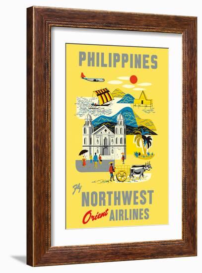 Philippines - Fly Northwest Orient Airlines-Pacifica Island Art-Framed Art Print