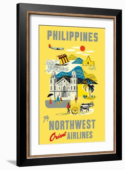 Philippines - Fly Northwest Orient Airlines-Pacifica Island Art-Framed Art Print