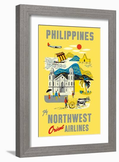 Philippines - Fly Northwest Orient Airlines-Pacifica Island Art-Framed Art Print